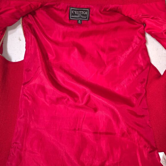 C’ESTTOI Quilted Puffer Vest Women's Medium Red Diamond Stitch Zip Riding Style - Picture 13 of 16